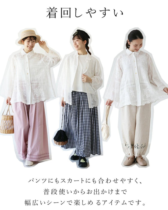 軽やかにやさしく刺繍が彩る一枚トップス