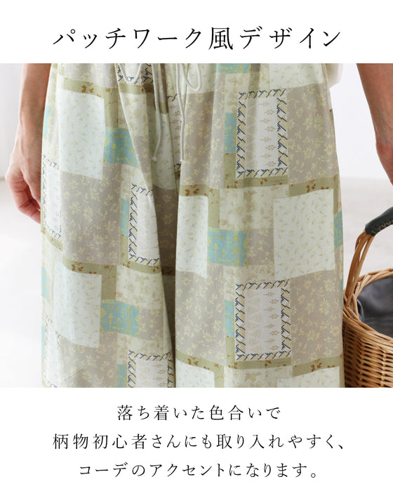 【S〜4L対応】穿くだけで、絵になるパッチワーク風パンツ