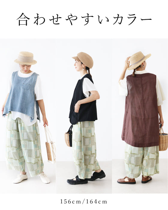 【S〜4L対応】穿くだけで、絵になるパッチワーク風パンツ