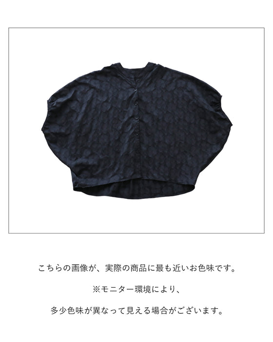【S〜4L対応】さりげない花模様涼しく着映える トップス