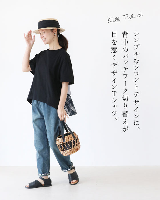 【S～3L対応】背中のまるまり隠す後ろフリルトップス