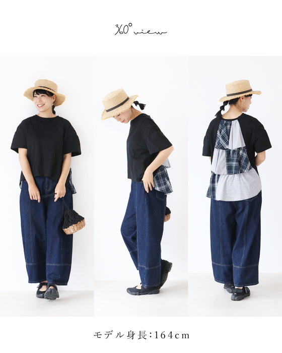 【S～3L対応】背中のまるまり隠す後ろフリルトップス
