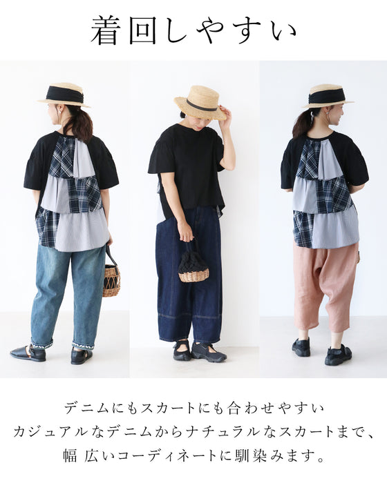 【S～3L対応】背中のまるまり隠す後ろフリルトップス