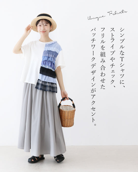 遊び心をプラスする、リメイク風Tシャツ。