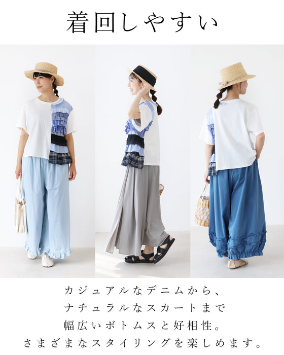 遊び心をプラスする、リメイク風Tシャツ。
