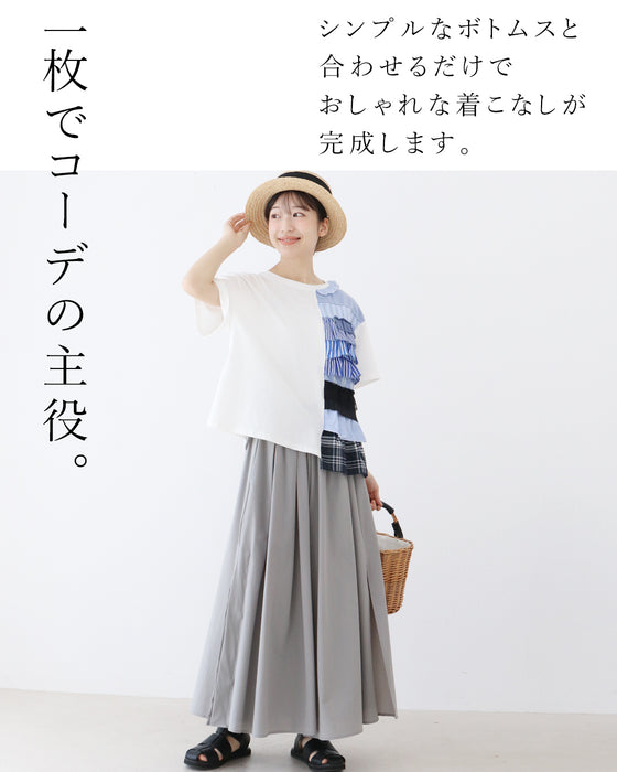 遊び心をプラスする、リメイク風Tシャツ。