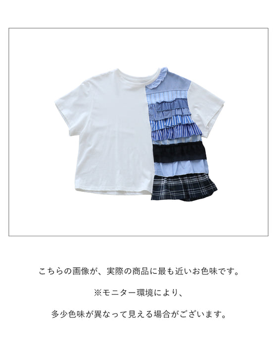 遊び心をプラスする、リメイク風Tシャツ。