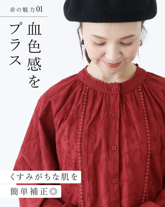 【S～4L対応】いつもの私に、赤という魔法。ブラウス