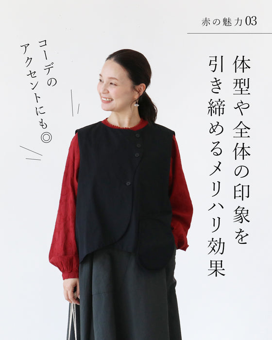 【S～4L対応】いつもの私に、赤という魔法。ブラウス