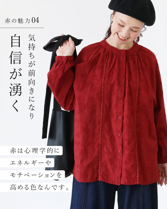 【S～4L対応】いつもの私に、赤という魔法。ブラウス