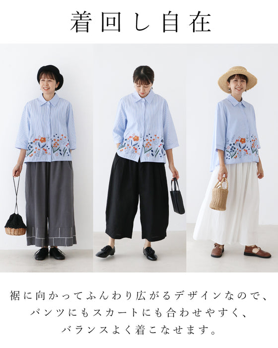 裾に咲く花刺繍毎日に彩りをトップス