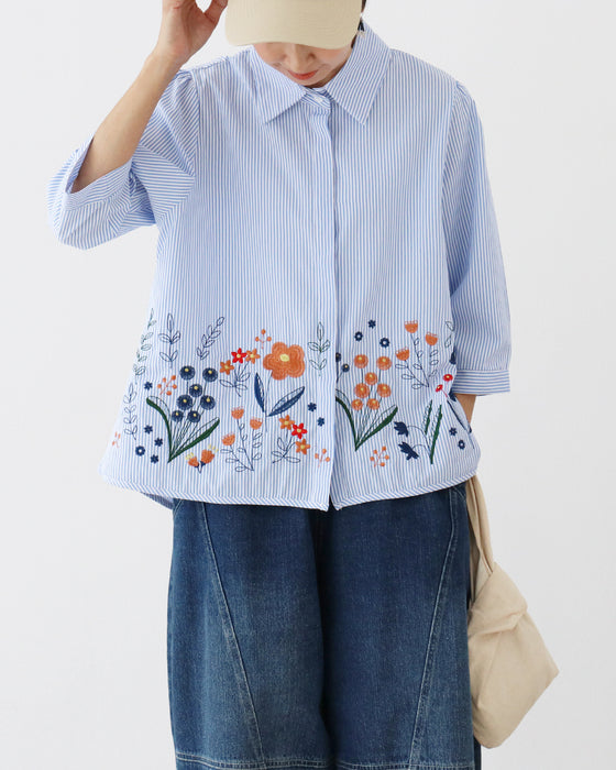 裾に咲く花刺繍毎日に彩りをトップス