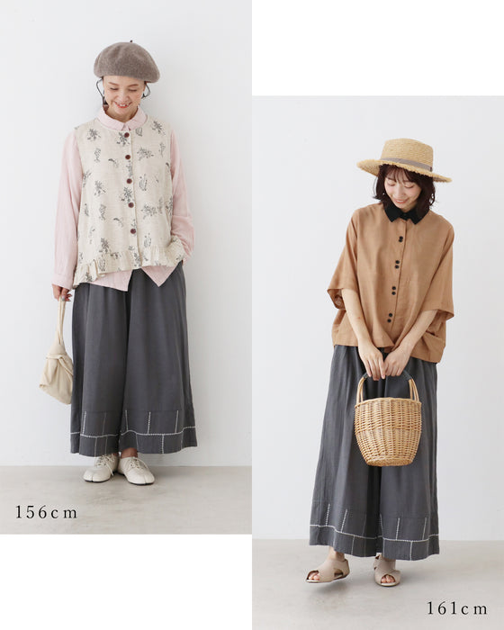 【S〜4L対応】楽して素敵なつぶ刺繍パンツ