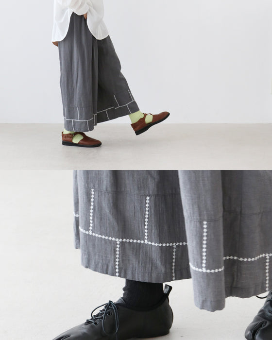【S〜4L対応】楽して素敵なつぶ刺繍パンツ