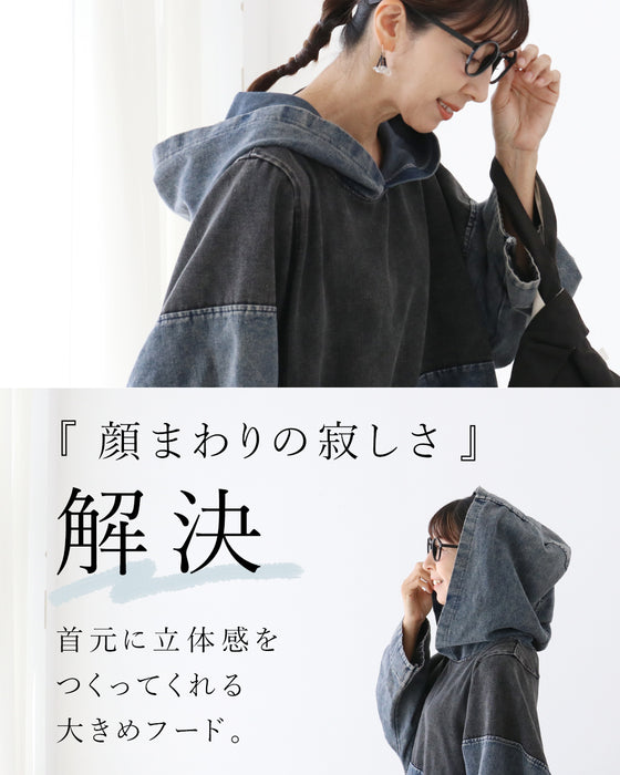 【S～3L対応】着るだけこなれ感 デニム風ワンピース
