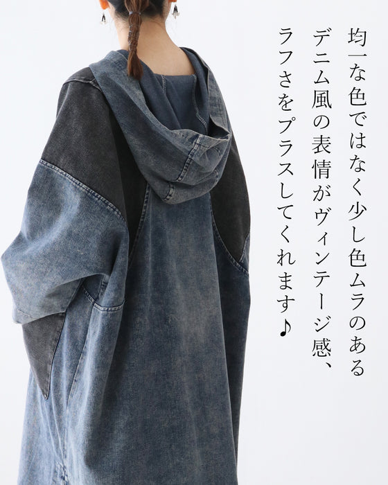 【S～3L対応】着るだけこなれ感 デニム風ワンピース