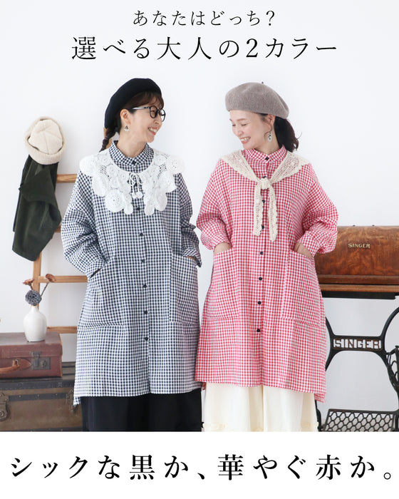 【S～3L対応】〈全2色〉定番のチェック柄を、大人らしく上品に ワンピース
