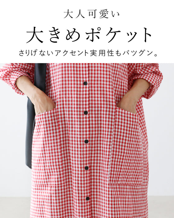 【S～3L対応】〈全2色〉定番のチェック柄を、大人らしく上品に ワンピース