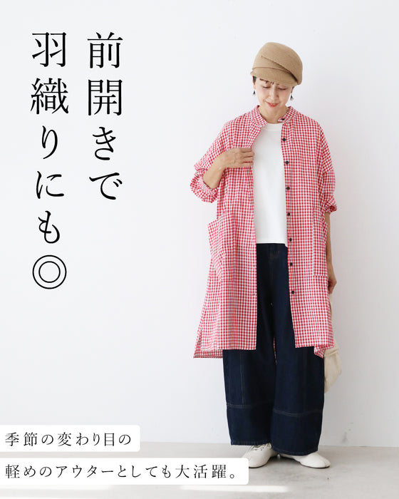 【S～3L対応】〈全2色〉定番のチェック柄を、大人らしく上品に ワンピース