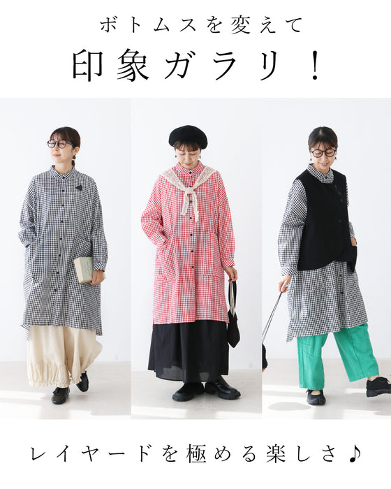 【S～3L対応】〈全2色〉定番のチェック柄を、大人らしく上品に ワンピース