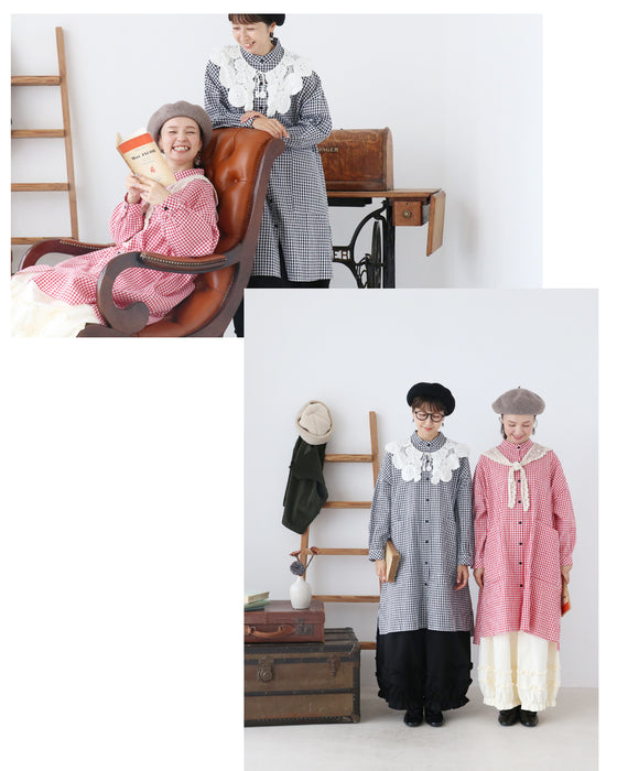 【S～3L対応】〈全2色〉定番のチェック柄を、大人らしく上品に ワンピース