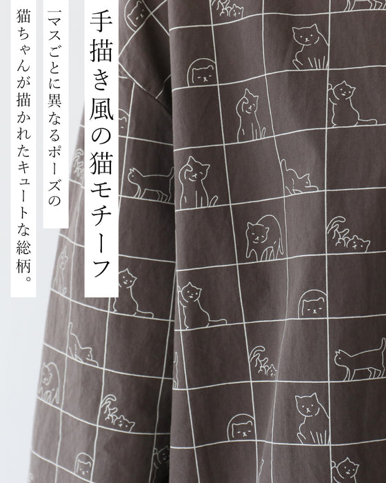 格子からチラリのぞく猫ちゃん シャツ