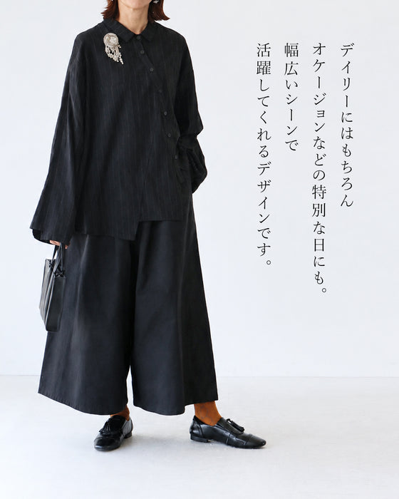 レースとリネンの布花ブローチ