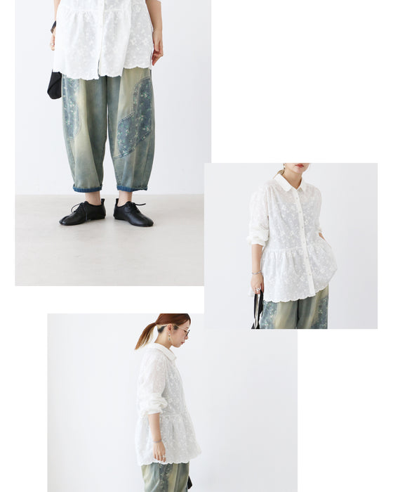 【S～3L対応】SundaySADACHAN 凛とする。低身長の白×デニムコーデセット