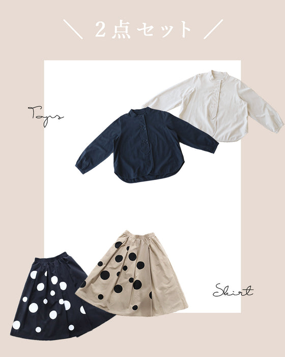 【S～4L対応】Sunday 服すき子 黒で引き締めて、ドットで華やぐ。モードフェミニンコーデセット