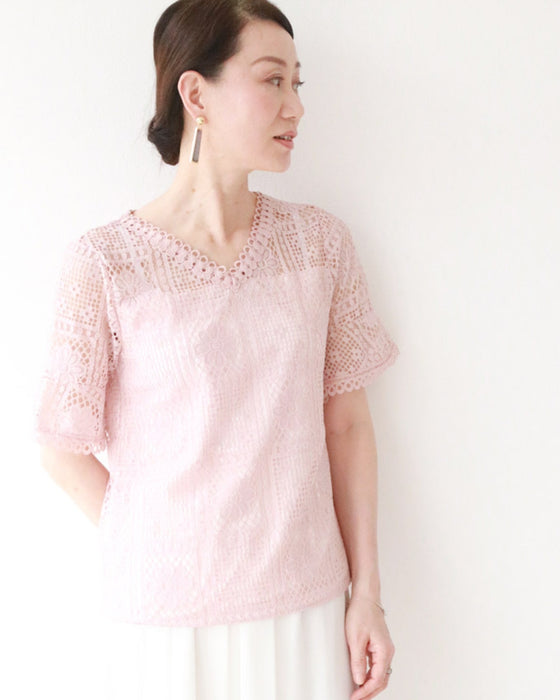 Simple and elegant blouse with full lace 