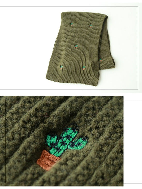 【セール商品返品交換不可】ほっこりサボテンマフラー