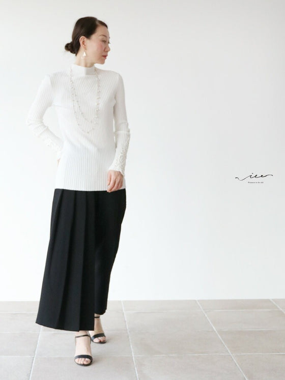 【セール商品返品交換不可】片側プリーツのシルエットパンツゆったり