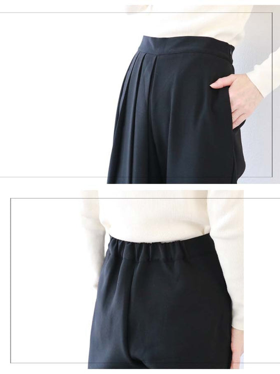 【セール商品返品交換不可】片側プリーツのシルエットパンツゆったり