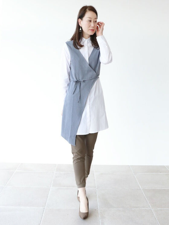 【セール商品返品交換不可】大人にちょうどいい～ストライプベストシャツ～トップス