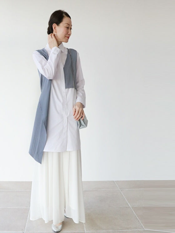 【セール商品返品交換不可】大人にちょうどいい～ストライプベストシャツ～トップス