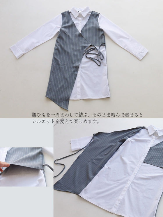 【セール商品返品交換不可】大人にちょうどいい～ストライプベストシャツ～トップス