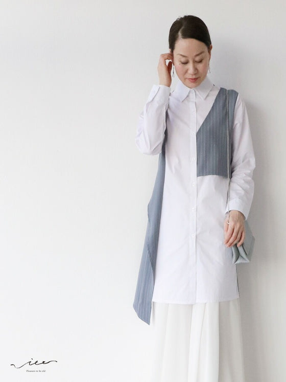 【セール商品返品交換不可】大人にちょうどいい～ストライプベストシャツ～トップス