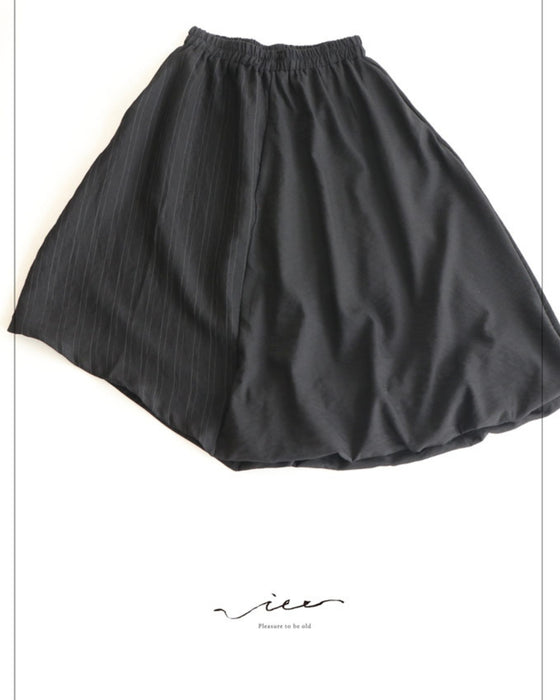 【セール商品返品交換不可】ストライプと片側ふわっとバルーンスカート