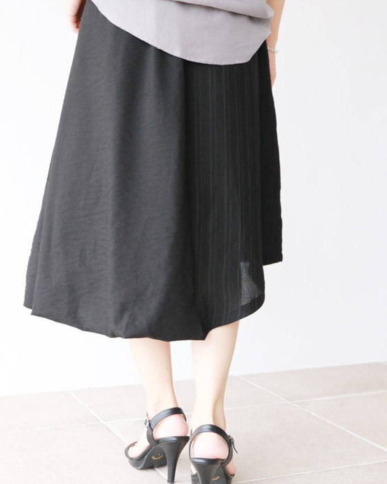 【セール商品返品交換不可】ストライプと片側ふわっとバルーンスカート