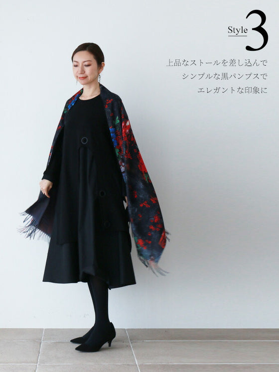 【アウトレット返品交換不可】上品すぎないクールな黒ワンピース