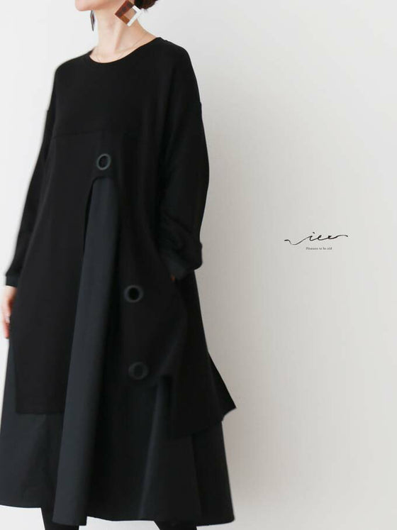 【アウトレット返品交換不可】上品すぎないクールな黒ワンピース