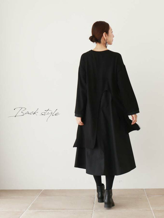 【アウトレット返品交換不可】上品すぎないクールな黒ワンピース