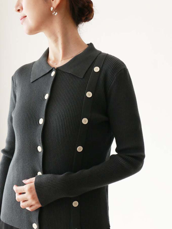 【セール商品返品交換不可】絶妙な切り替えニットカーディガン