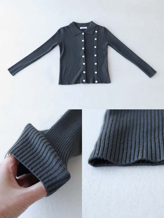 【セール商品返品交換不可】絶妙な切り替えニットカーディガン