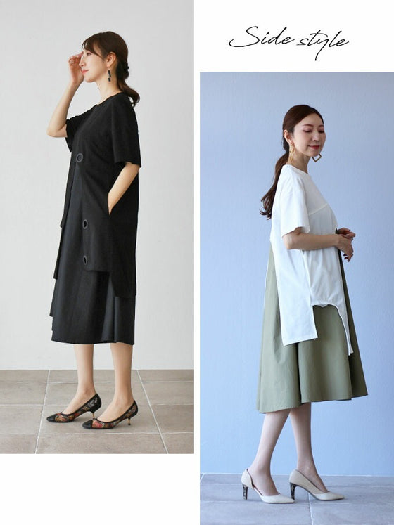 [Outlet/No returns or exchanges] A cool black dress that's not too elegant
