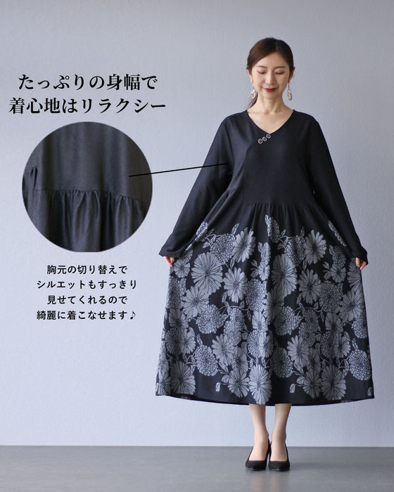 着れば華やぐリラクシー花ワンピース