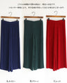 Elegant accent color adult pleated wide pants