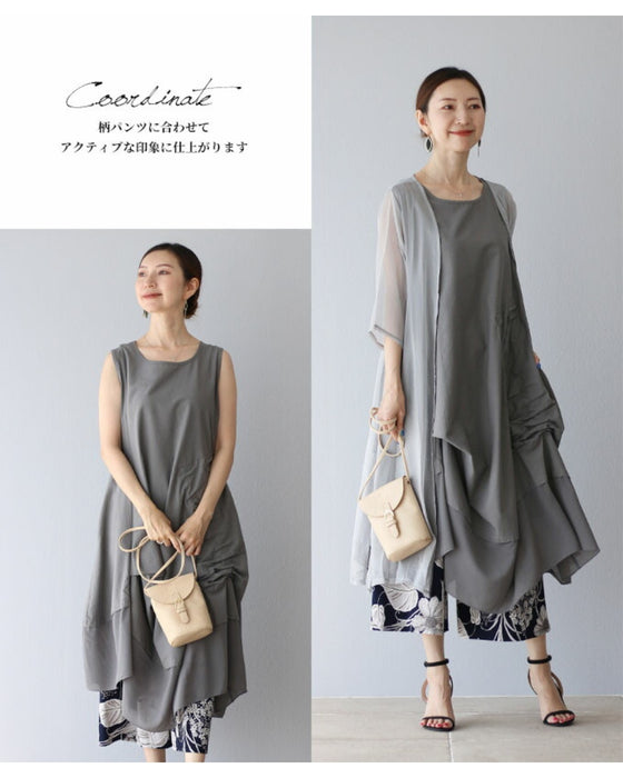 どこからみてもシルエット美異素材チュニック