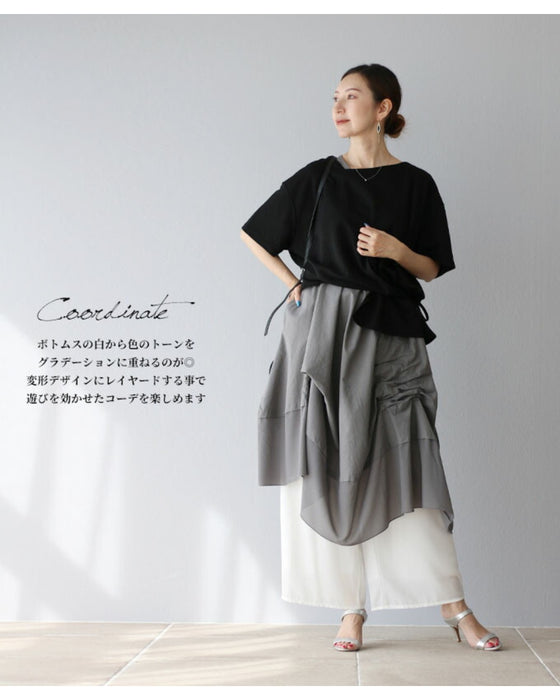 どこからみてもシルエット美異素材チュニック