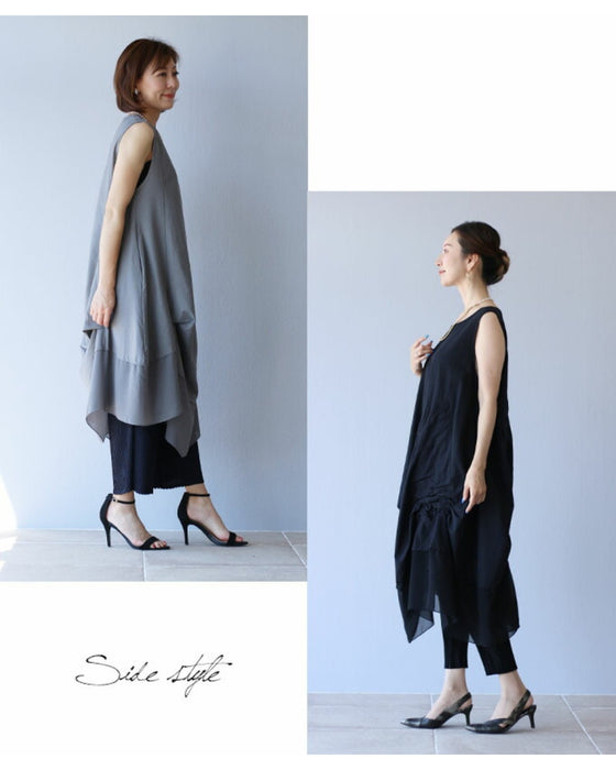 どこからみてもシルエット美異素材チュニック